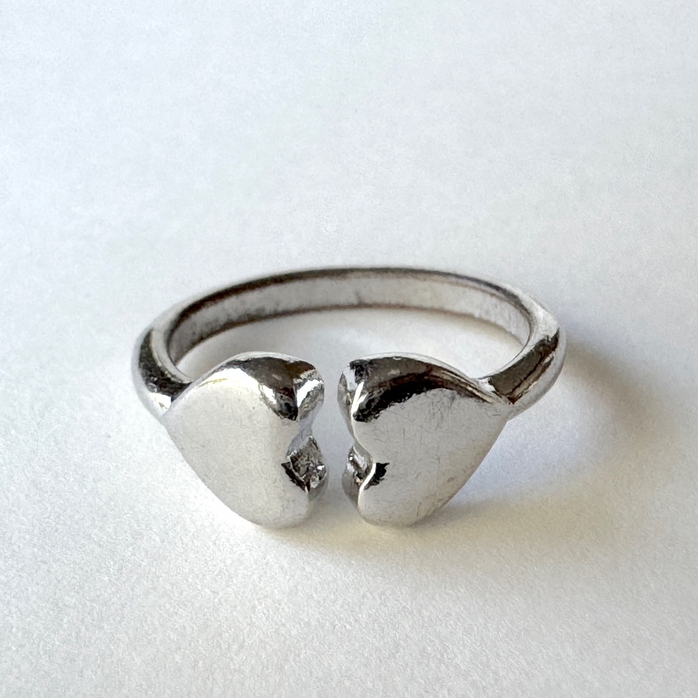 Double Heart Ring size 3, silver